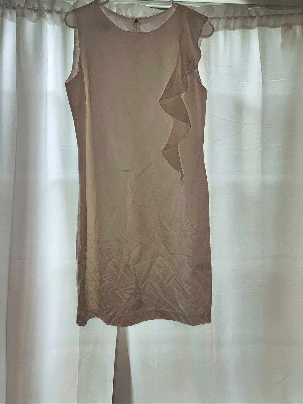 JULIO made in Mexico Sleeveless Cream Ruffle Shift Mini Dress
